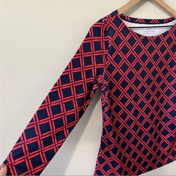 Vineyard Vines Printed Sankaty Boatneck Simple Tee Deep Bay Geo - Picture 5 of 16